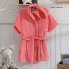 Roupão Infantil em Velour com Capuz Liso Salmão G - Dohler
