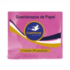 Guardanapo de Papel Crepado 19,5x22,5cm Rosa 50 Folhas - Camp Festas