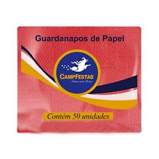 Guardanapo de Papel Crepado 19,5x22,5cm Vermelho 50 Folhas - Camp Festas