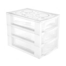 Gaveteiro Plástico Cristal com 3 Gavetas M - Ordene