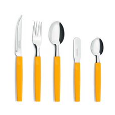 Conjunto de Talheres 21 Peças Belize Amarelo com Pote - Simonaggio