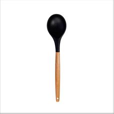 Colher de Silicone com Cabo de Madeira Preto - Oikos