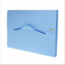 Pasta Sanfonada A4 Linho Serena com 12 Divisórias Azul Pastel - Dello