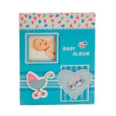 Albúm Infantil 10x15cm Para 100 Fotos Azul com Janela Carrinho de Bebê - Square Center