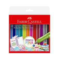 Caneta Fine Pen Colors Estojo com 12 Cores - Faber-Castell