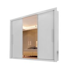 Guarda Roupa Casal Com Espelho 3 Portas 4 Gavetas Panamá Branco - Sallêto Móveis
