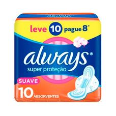 Absorvente Always Básico Cobertura Suave com Abas Leve 10 Pague 8 Unidades