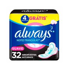 Absorvente Always Noites Tranquilas Cobertura Suave Com Abas Com 32 Unidades
