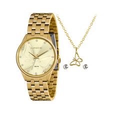 Kit Relógio Lince Feminino Dourado LRGH158L KO92C1KX