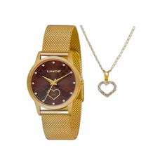 Kit Relógio Lince Feminino Dourado LRG4715L KP44M1KX