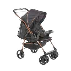 Carrinho De Bebê Milano Reversível Galzerano Preto e Cobre