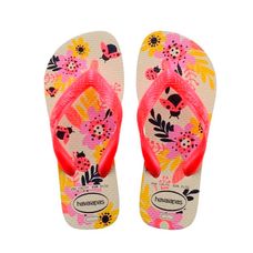 Chinelo Havaianas Kids Flores Bege Palha/Rosa 25/26