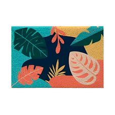 Tapete Capacho Vinílico Estampado Uzoo 60x40cm Folhagens Coloridas