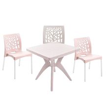 Conjunto de Mesa com 4 Cadeiras Nature X Nude - Forte Plástico