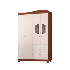 Guarda-Roupa 4 Portas e 3 Gavetas Baby Riso Savana/Branco - Permóbili