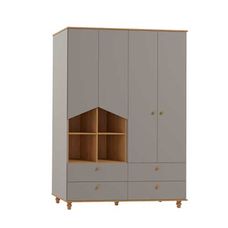 Guarda-Roupa 4 Portas e 4 Gavetas Baby Casinha Fendi/Nature - Permóbili