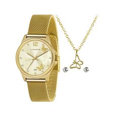Kit Relógio Lince Feminino Dourado LRG4729L KP28C2KX