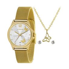 Kit Relógio Lince Feminino Dourado LRG4729L KP66S2KX