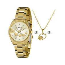 Kit Relógio Lince Feminino Dourado LRGH156L KZ69C1KX