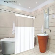 Cortina de Box Banheiro Com Visor Sem Silk 1,38mx1,98m Branco - Vida Pratika