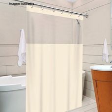 Cortina de Box Banheiro Com Visor Sem Silk 1,38mx1,98m Bege - Vida Pratika