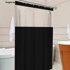 Cortina de Box Banheiro Com Visor Sem Silk 1,38mx1,98m Preto - Vida Pratika