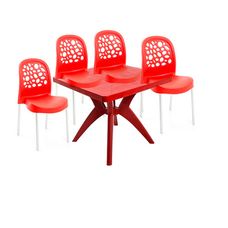 Conjunto de Mesa Nature X com 4 Cadeiras Deluxe X Vermelha - Forte Plástico