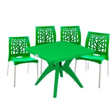 Conjunto de Mesa com 4 Cadeiras Nature X Verde - Forte Plástico