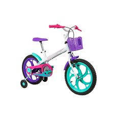 Bicicleta Infantil Caloi Aro 16 Ceci Com Rodinhas e Cesta Branco