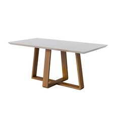 Mesa de Jantar Retangular com Vidro Wood 140cm Off White/Nature - Imcal