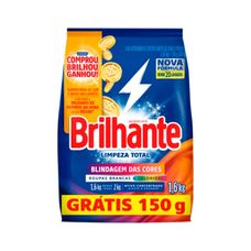 Detergente em Pó Brilhante Limpeza Total Sachê 1,6kg Grátis 150g
