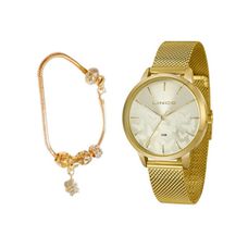 Kit Relógio Lince Feminino Dourado LRG4601L KW01C1KX