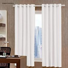 Cortina Corta Luz com Ilhós 2,60x1,70m Branco/Cinza - Bella Janela