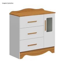 Cômoda Clara 1 Porta Branco Brilho/Amêndoa - Móveis Peroba