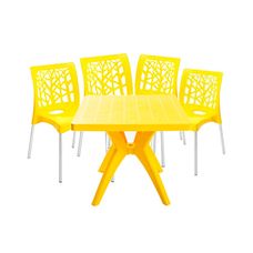 Conjunto de Mesa com 4 Cadeiras Nature X Amarela - Forte Plástico