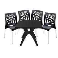 Conjunto de Mesa com 4 Cadeiras Nature X Preta - Forte Plástico