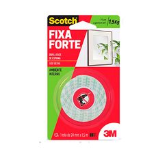 Fita Dupla Face 3M Scotch Fixa Forte 24mm x 1,5m