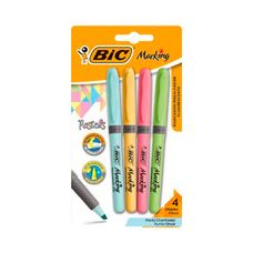 Caneta Marca Texto Com 4 Cores Pasteis - Bic