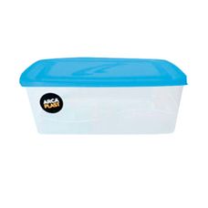 Pote Retangular Peg 1,9L Transparente Com Tampa Azul Pastel - Arca Plast