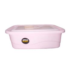 Pote Retangular Peg 1,9L Rosa Pastel Com Tampa Transparente - Arca Plast