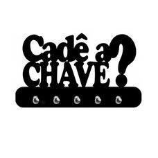 Porta Chave Cade a Chave? em MDF 6mm Preto Fosco 22,5x13cm PTHV014 - Multiarte