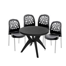 Conjunto de Mesa com 4 Cadeiras Deluxe X Preto - Forte Plástico