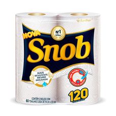 Papel Toalha Snob Folha Dupla 2 Rolos Com 60 Folhas