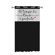 Cortina de Box PVC Com Visor O Tempo de Deus é Perfeito Preto 138x198cm - Vida Pratika