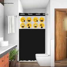 Cortina de Box PVC Emoji Divertido Saia Preta Com Ilhos 138x198cm - Vida Pratika