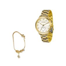 Kit Relógio Lince Feminino Dourado LRG4454L KT50B2KX