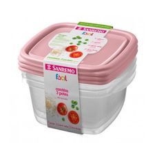 Conjunto 3 Potes Fácil Quadrado 800ml - Sanremo