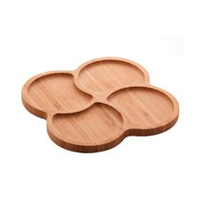 Petisqueira de Bambu Com 4 Divisórias Wave 22x22x1,6cm - Lyor