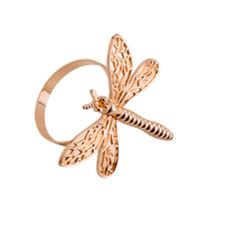 Conjunto 4 Anéis Para Guardanapo Zamac Libélula Dourado - Lyor