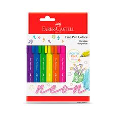Caneta Fine Pen Colors Com 6 Cores Neon - Faber-Castell
